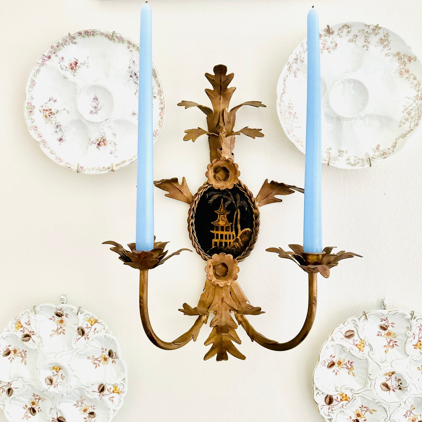 Rococo Chinoiserie Tole Candle Sconce