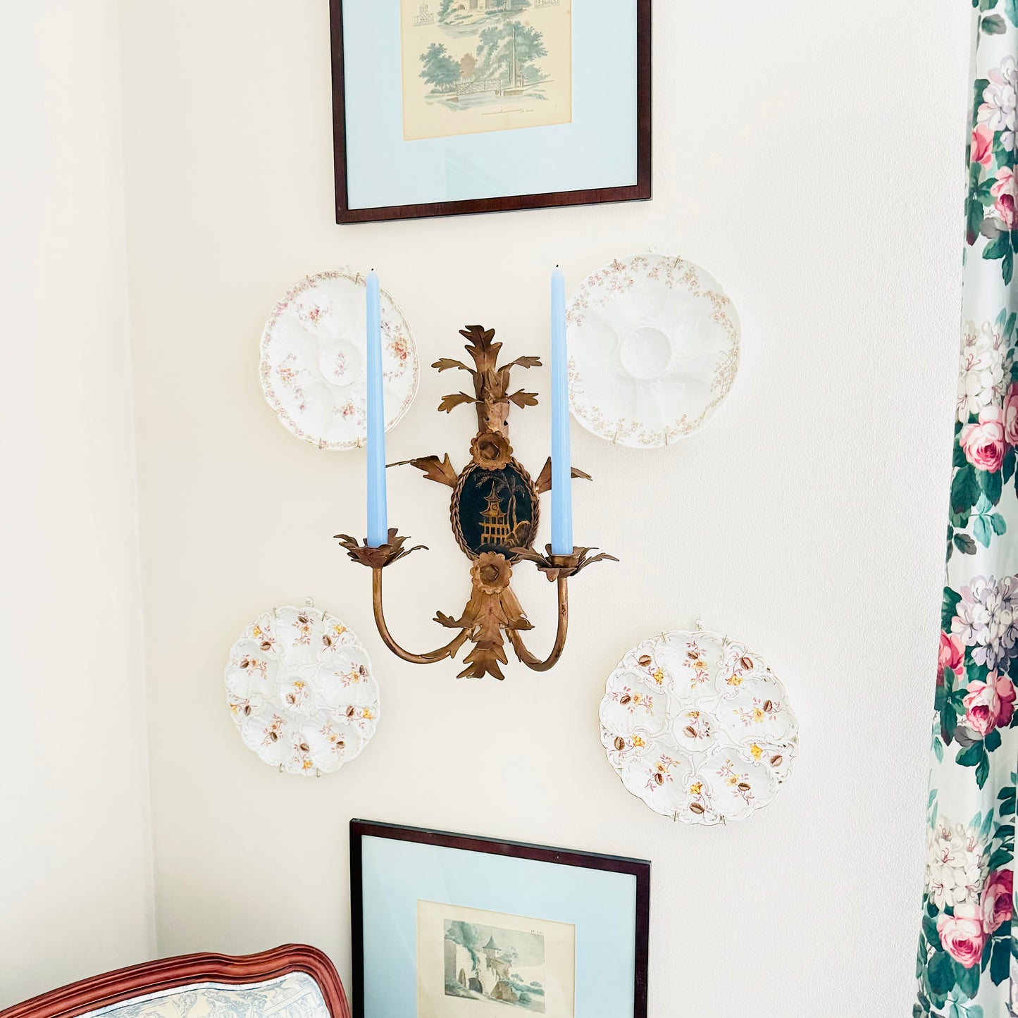 Rococo Chinoiserie Tole Candle Sconce