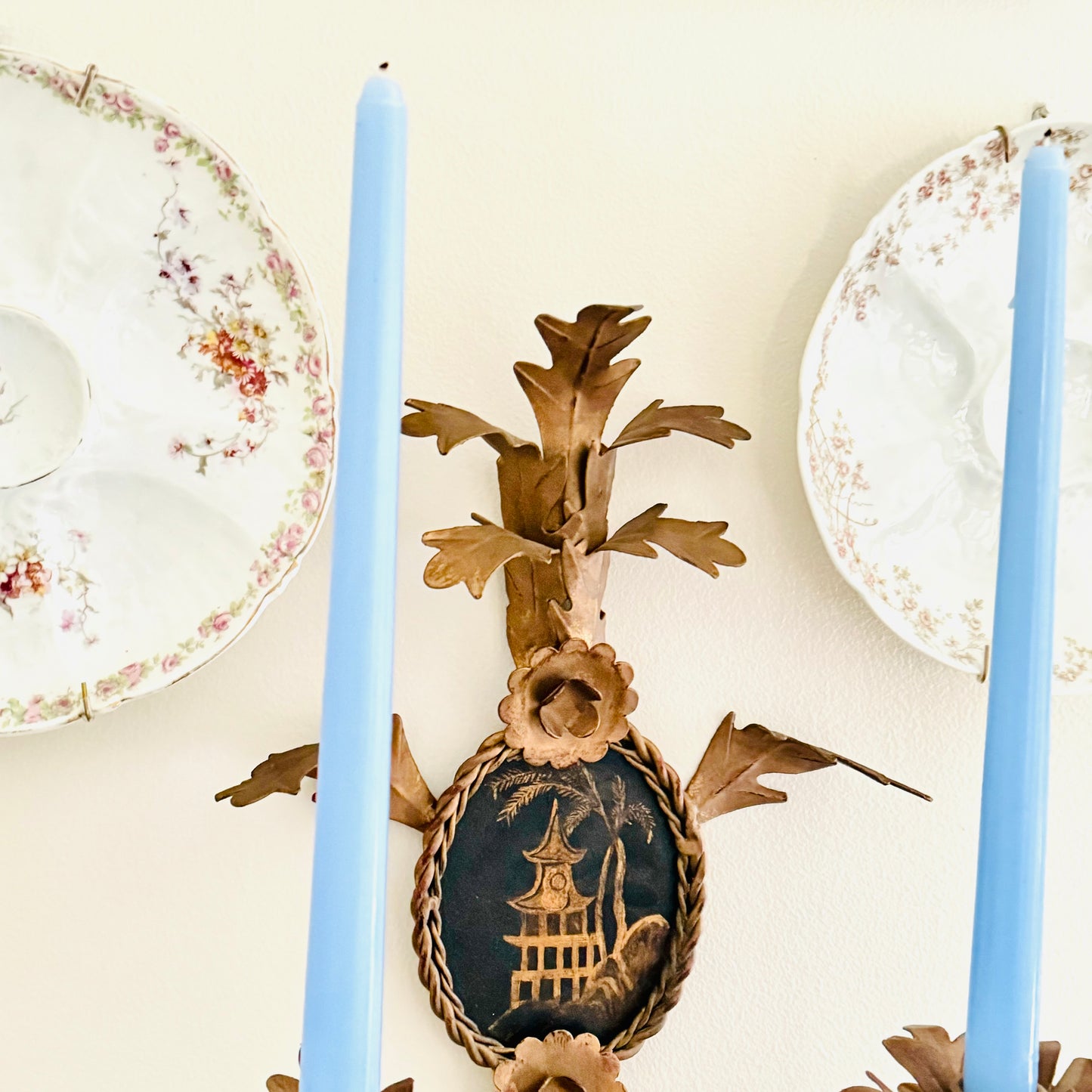 Rococo Chinoiserie Tole Candle Sconce