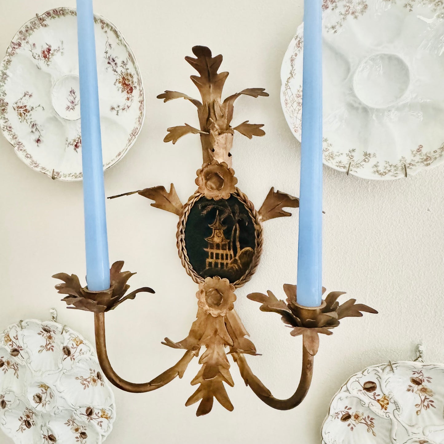 Rococo Chinoiserie Tole Candle Sconce