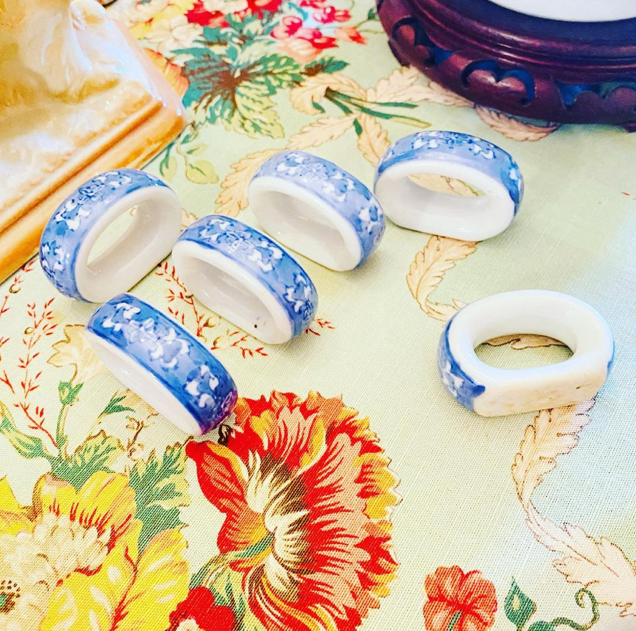 Blue And White Ceramic Napkin Rings
