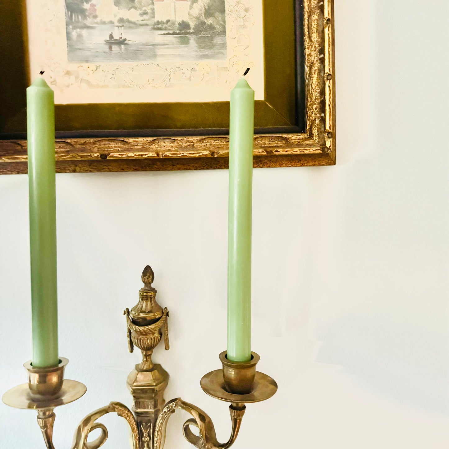 Brass Neoclassical Urn Topped 2 Arm Candle Wall Sconce