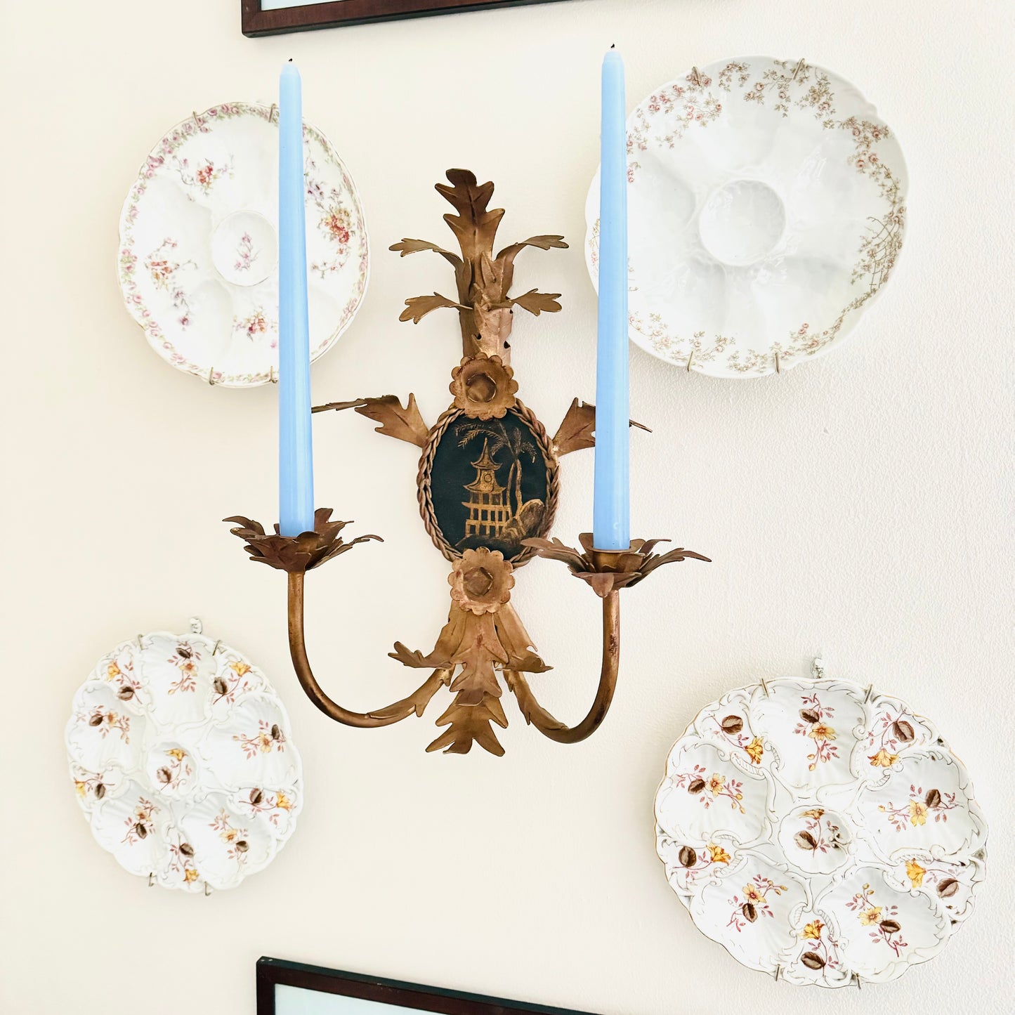 Rococo Chinoiserie Tole Candle Sconce