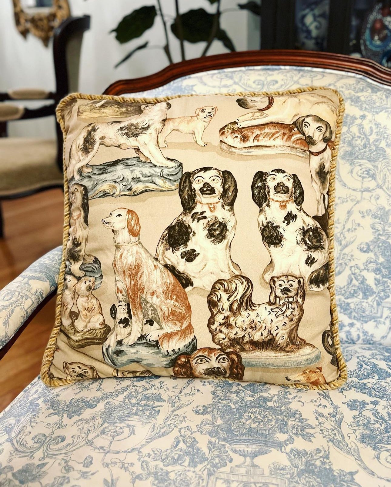Staffordshire Dog Printed Cotton Accent Pillow