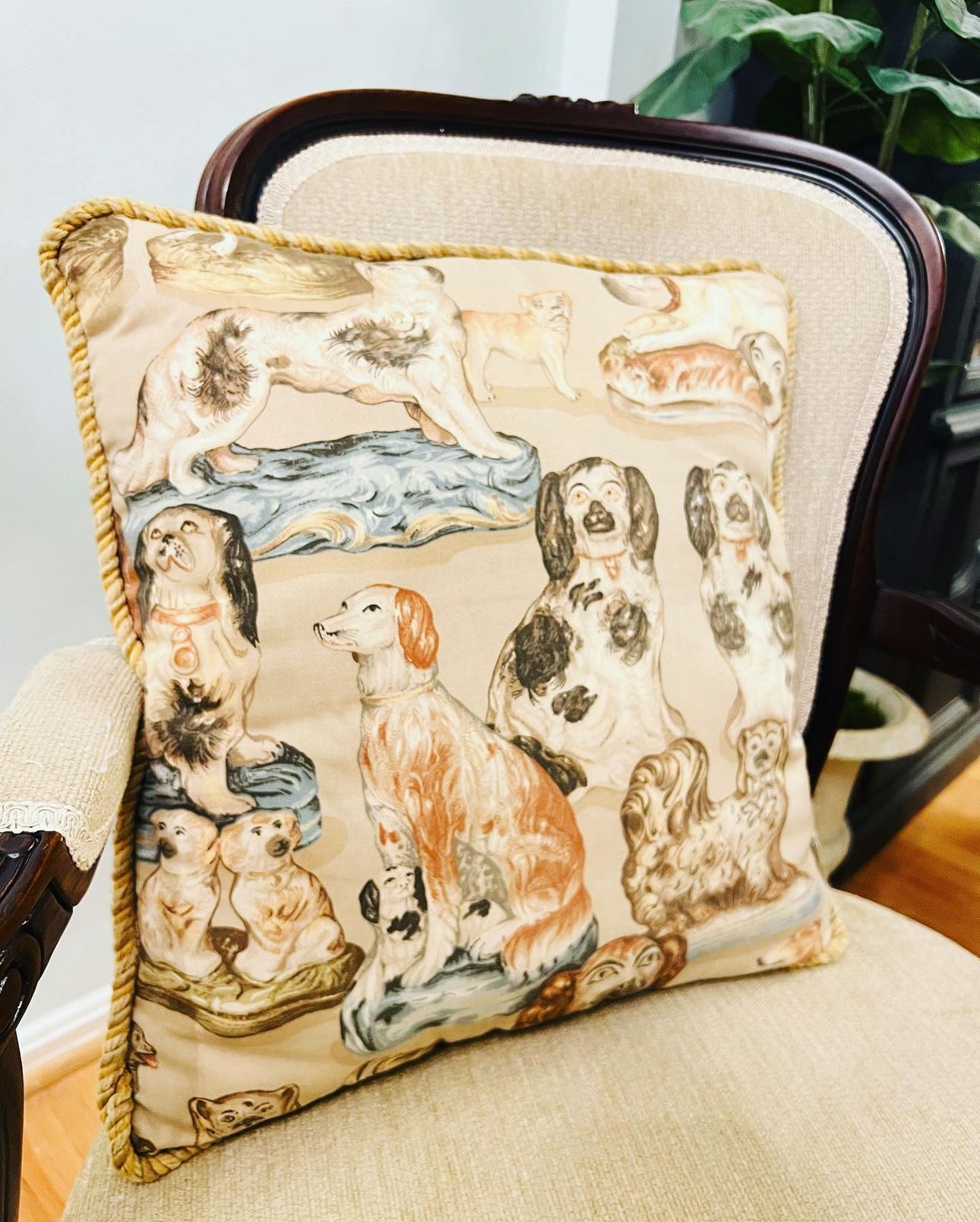 Staffordshire Dog Printed Cotton Accent Pillow