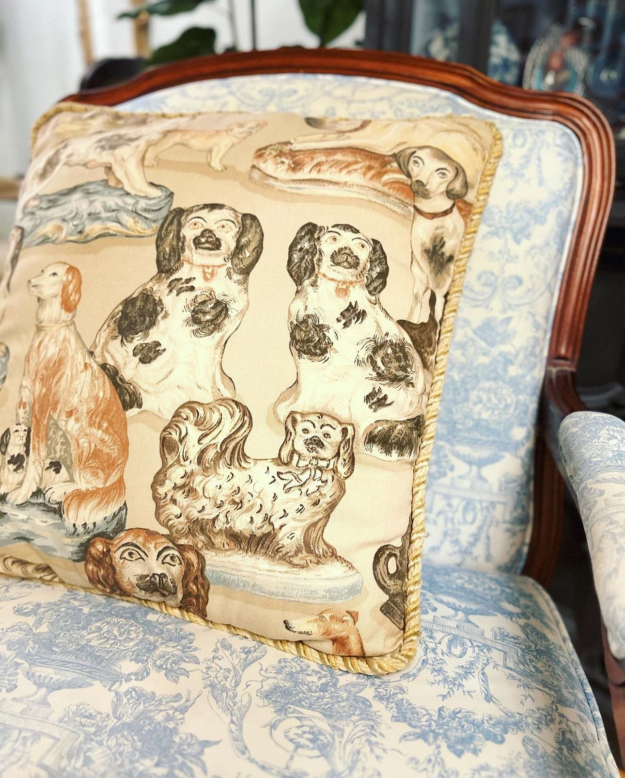 Staffordshire Dog Printed Cotton Accent Pillow