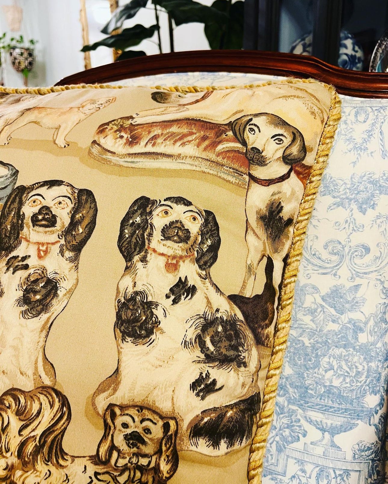 Staffordshire Dog Printed Cotton Accent Pillow
