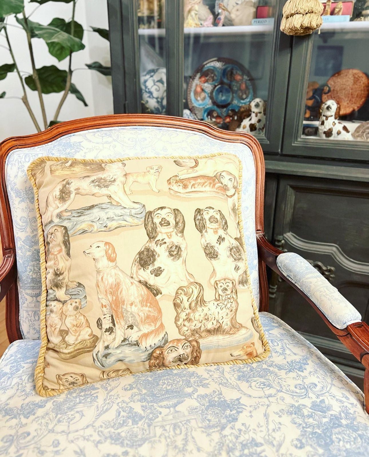 Staffordshire Dog Printed Cotton Accent Pillow
