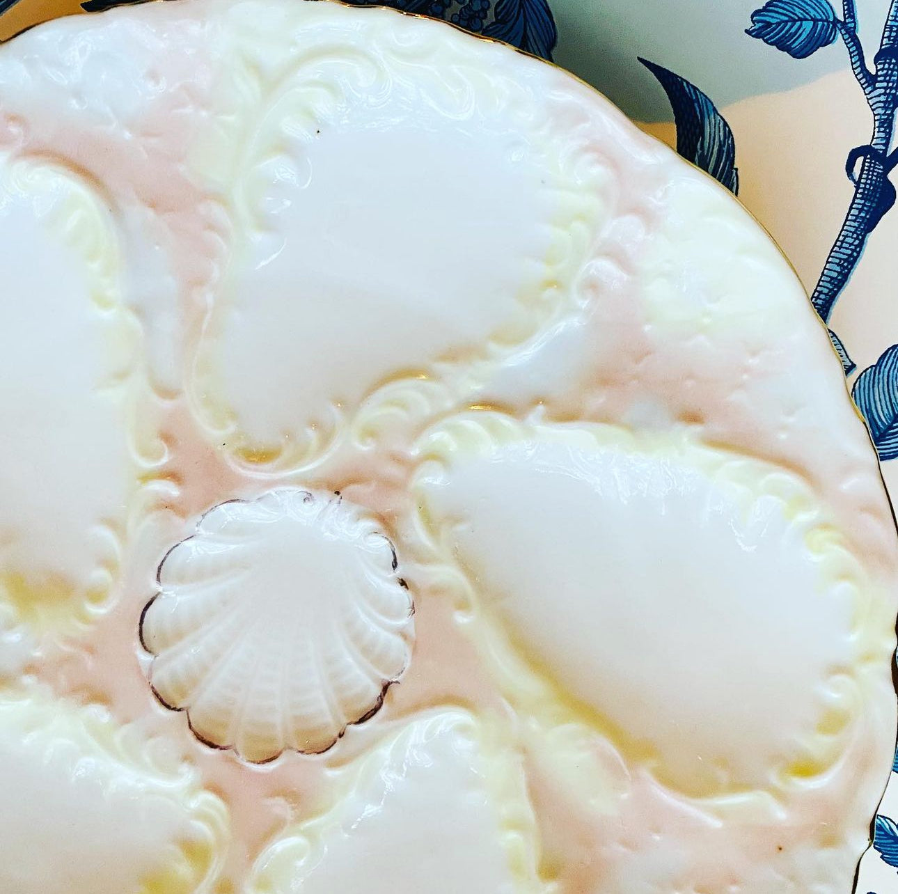 Vintage Pastel Oyster Plate