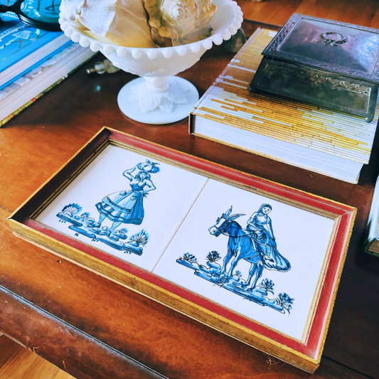 Vintage Double Tile Delft Tray