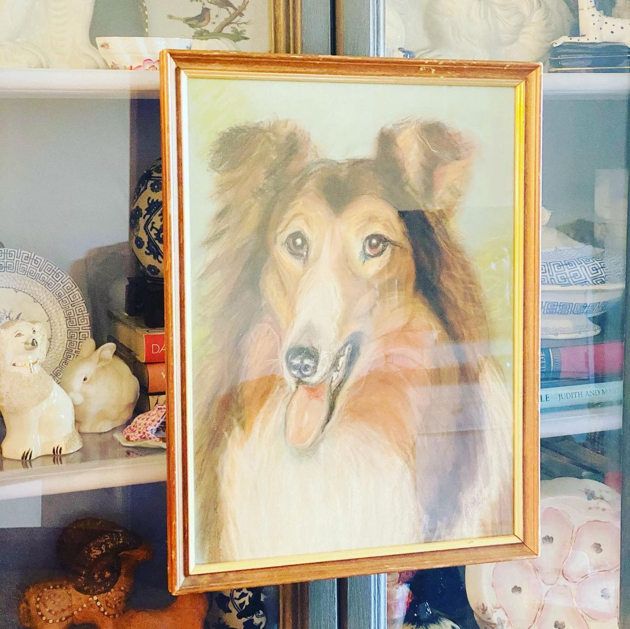 Signed Pastel Drawing Of A Collie Pup