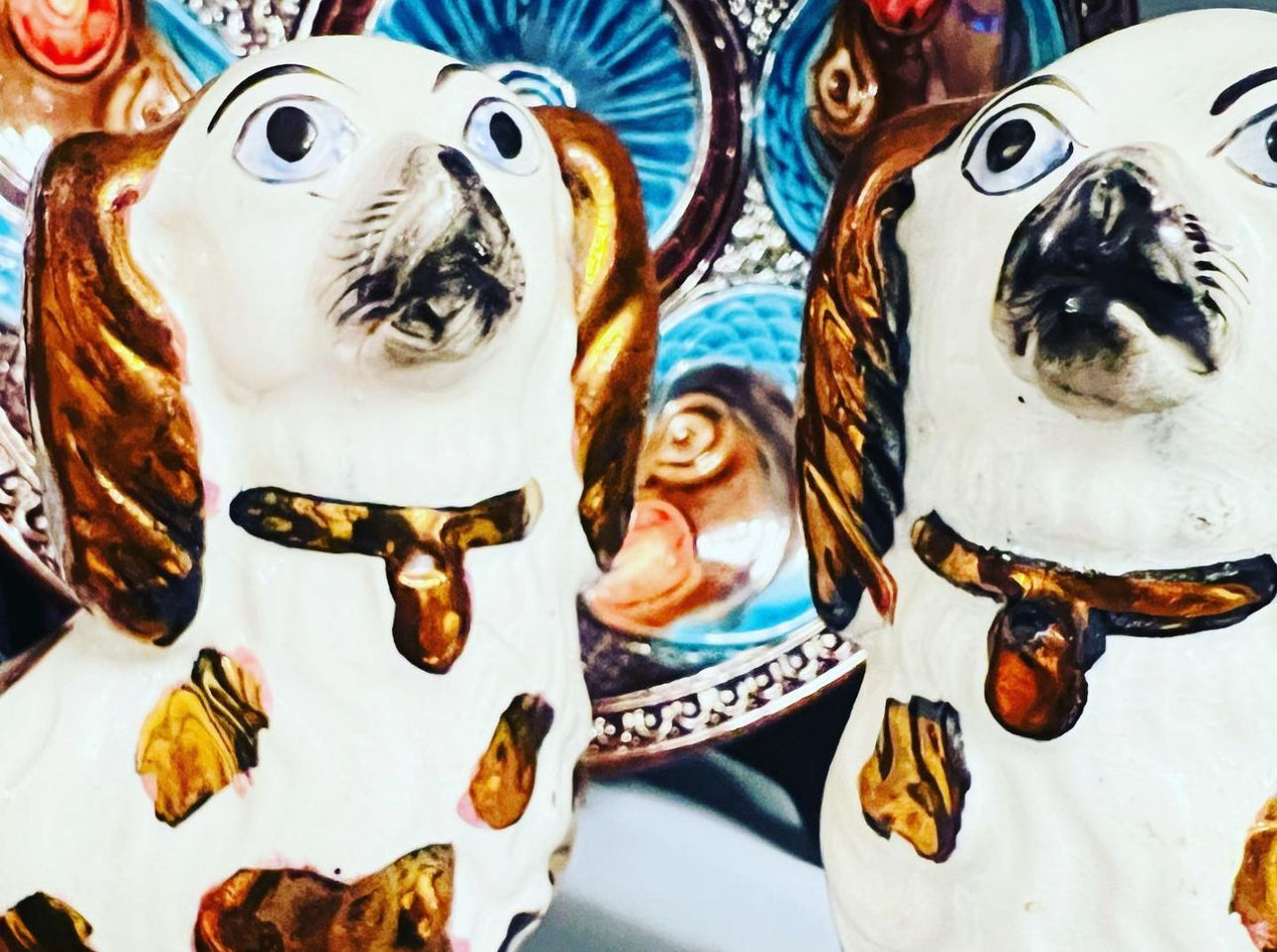 Antique Copper Luster Staffordshire Dogs