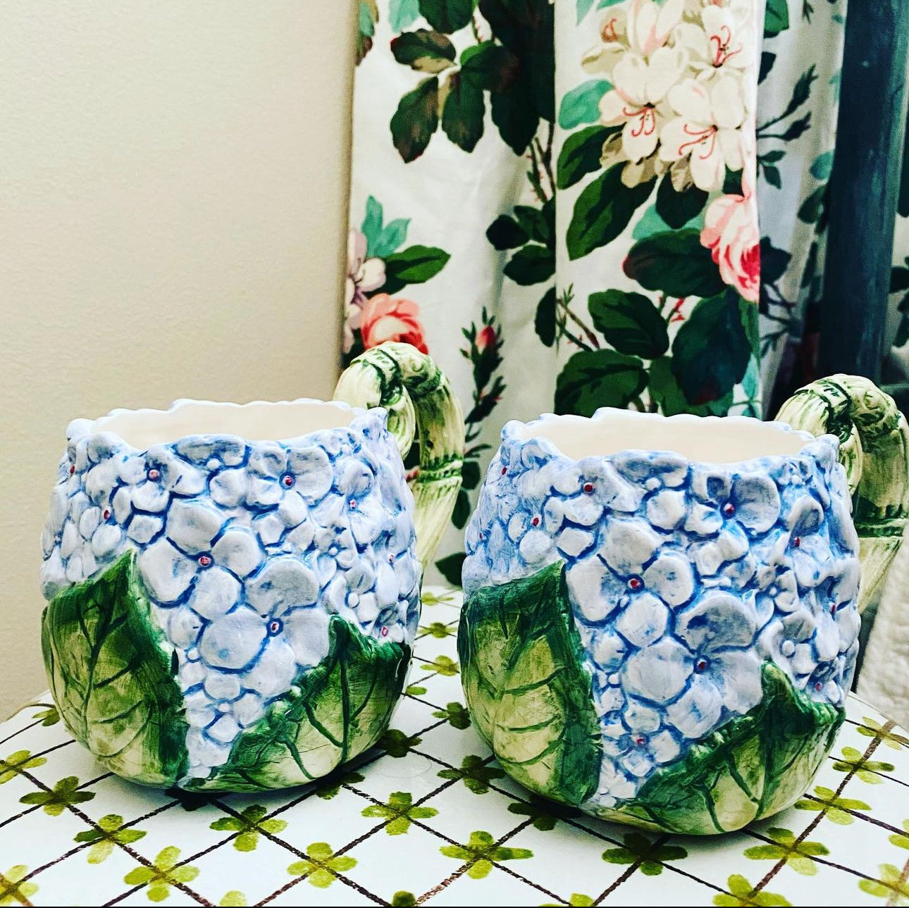 Fitz and Floyd Hydrangea Mugs