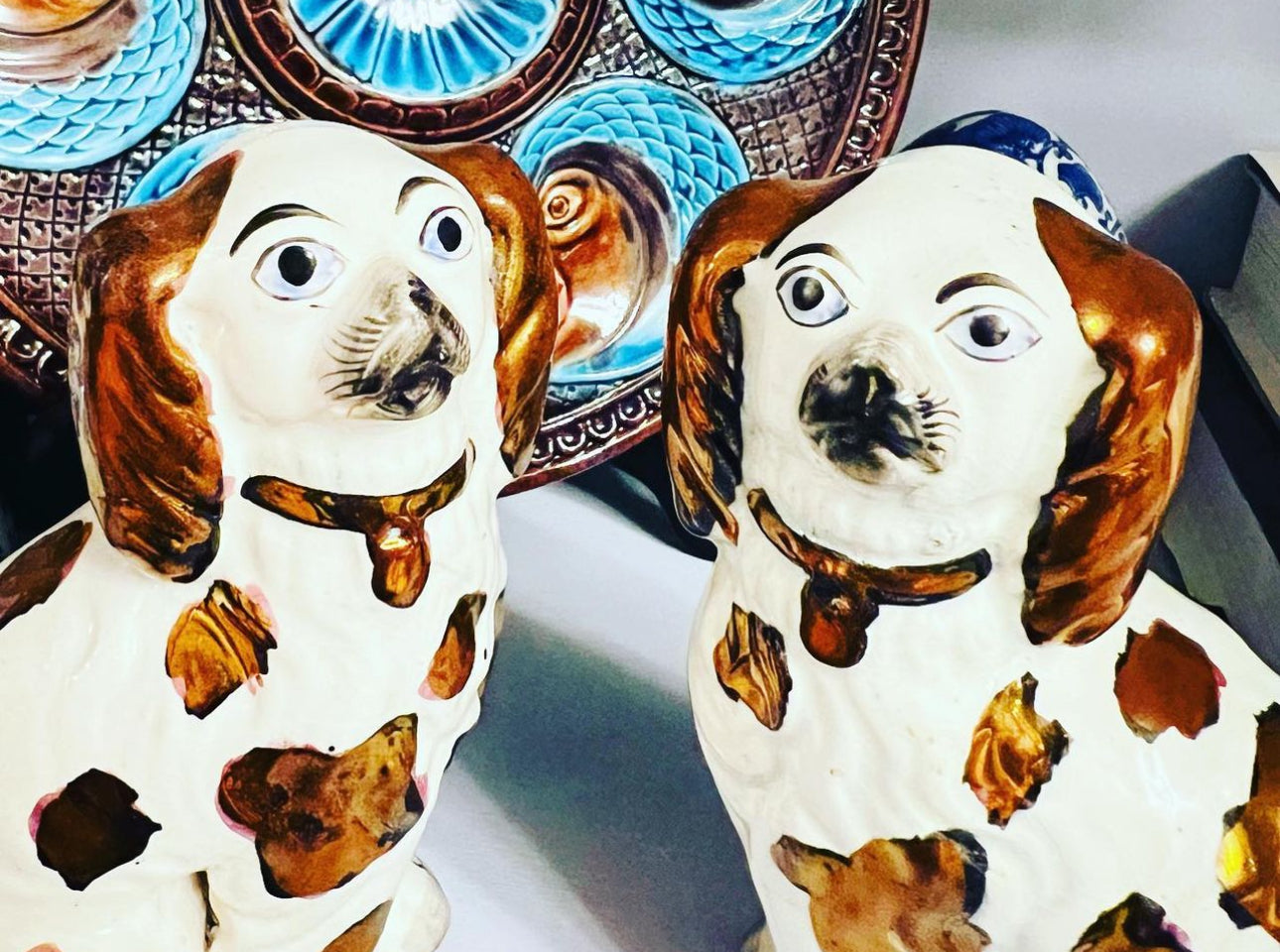 Antique Copper Luster Staffordshire Dogs