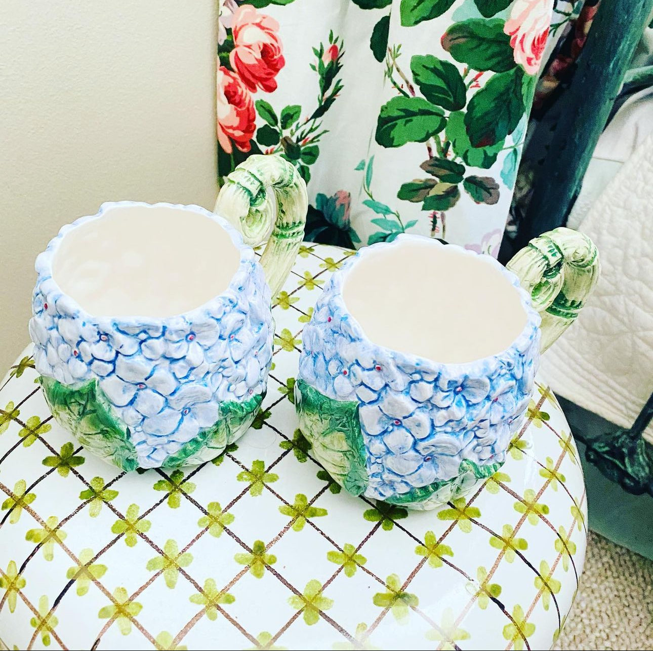 Fitz and Floyd Hydrangea Mugs