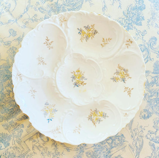 Antique Floral German Oyster Plate