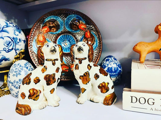 Antique Copper Luster Staffordshire Dogs